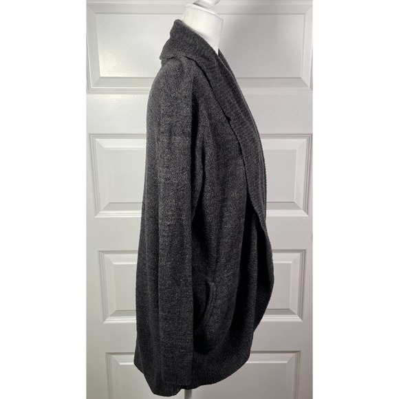 BAREFOOT DREAMS Cozychic Lite Circle Cardigan Heathered Carbon Black/ Gray L XL - Picture 5 of 9
